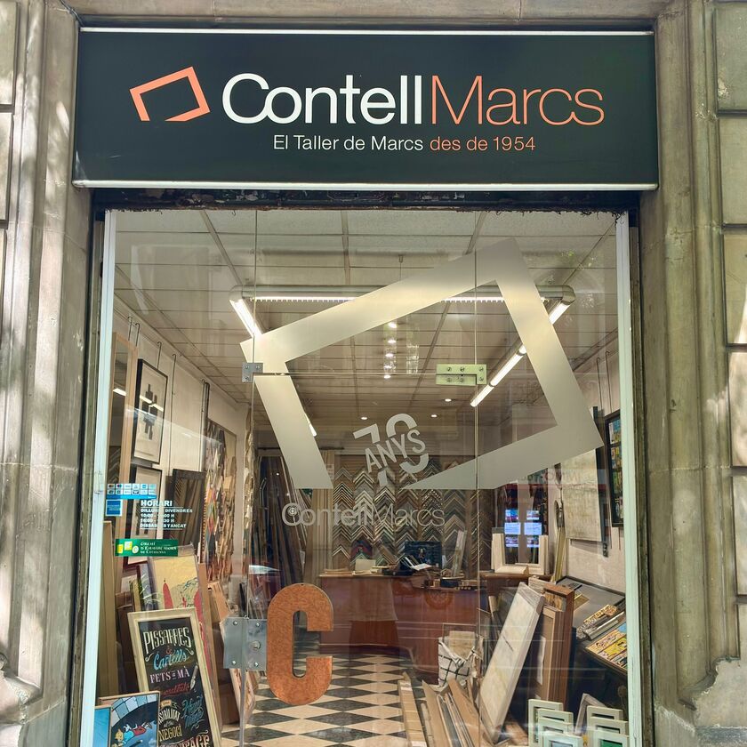 contellmarcs taller enmaración Barcelona local por fuera